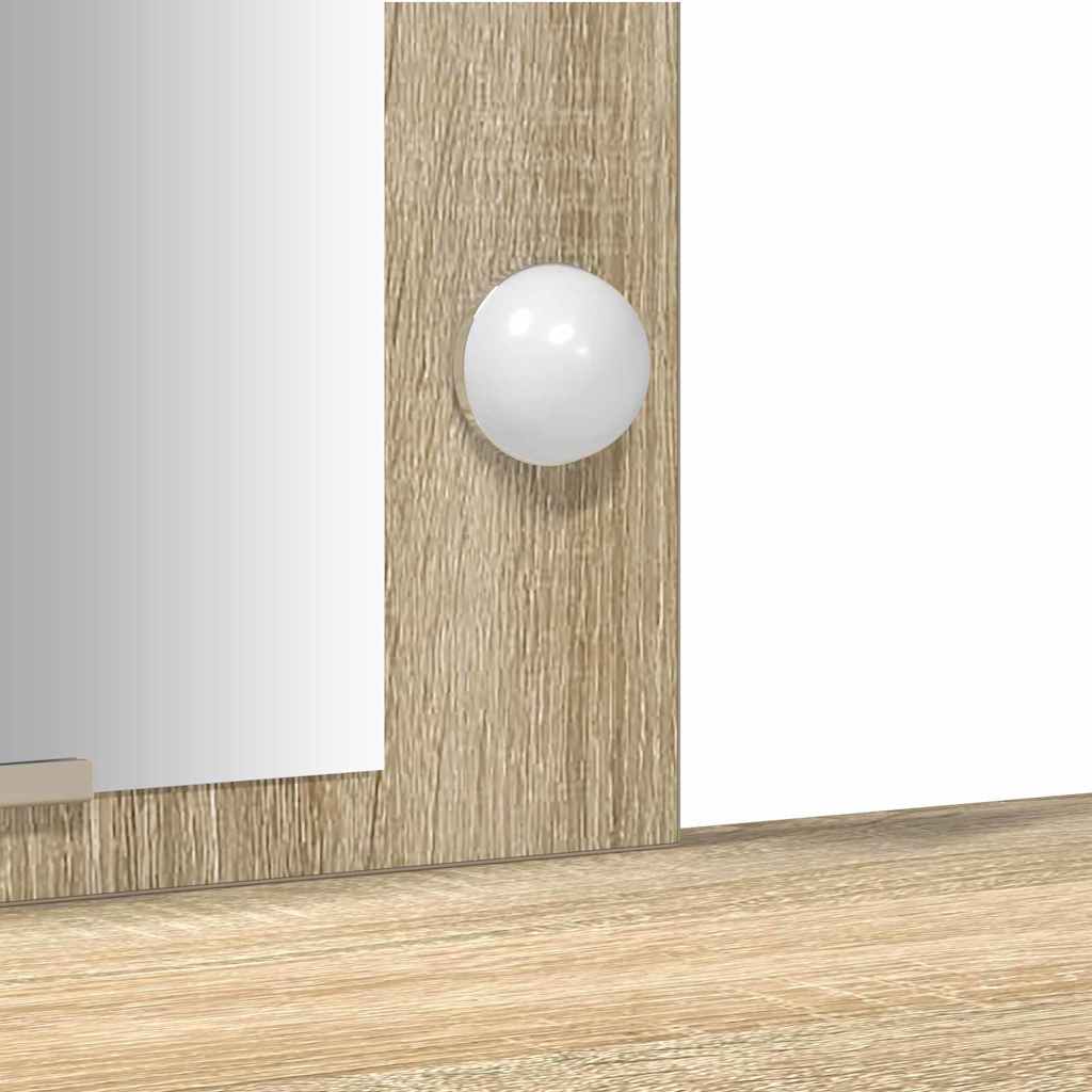 Sminkebord Med Speillys Brun 102 X 33 X 135 Cm Konstruert Tre