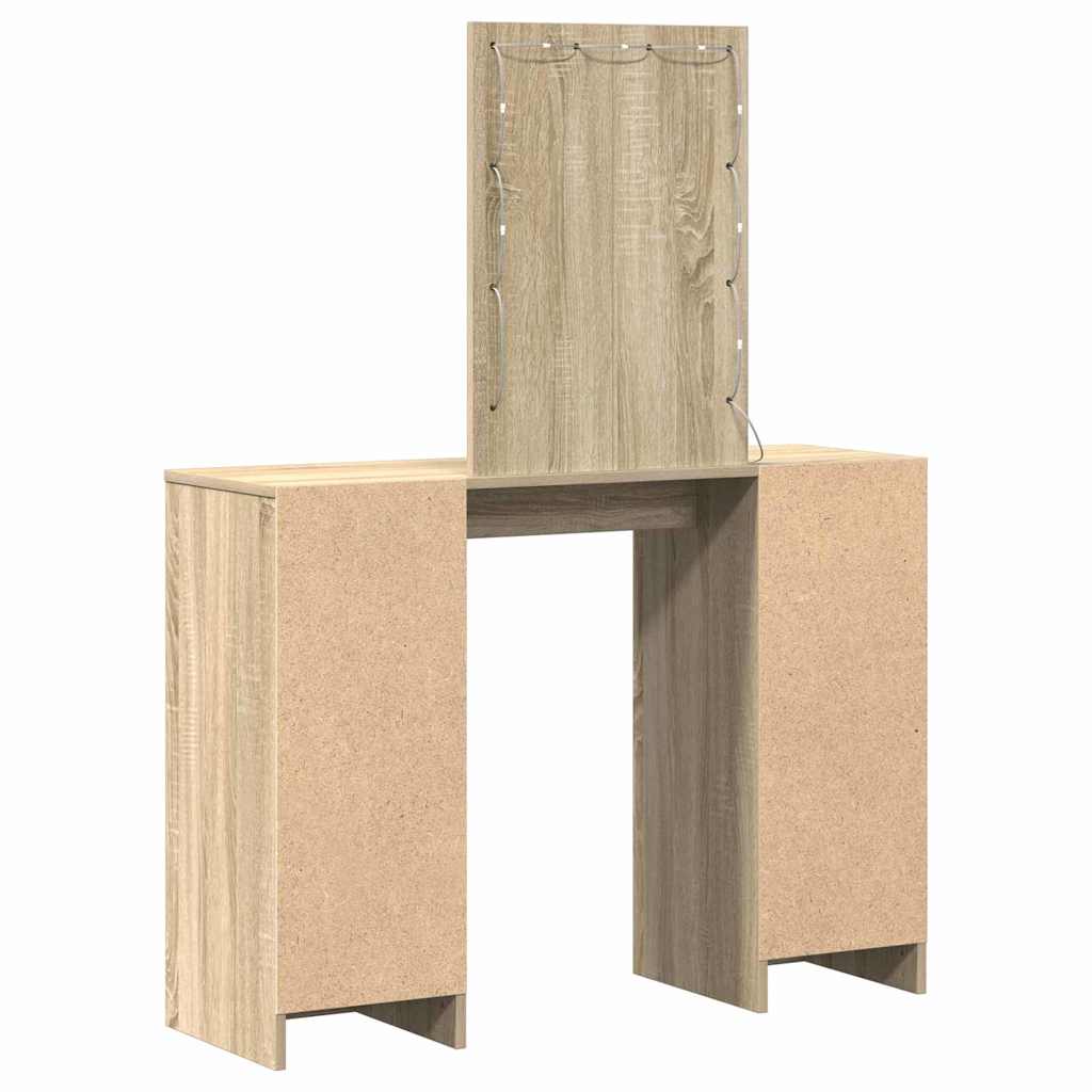 Sminkebord Med Speillys Brun 102 X 33 X 135 Cm Konstruert Tre