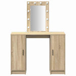 Sminkebord Med Speillys Brun 102 X 33 X 135 Cm Konstruert Tre