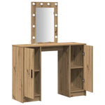 Sminkebord Med Speillys Brun 102 X 33 X 135 Cm Konstruert Tre