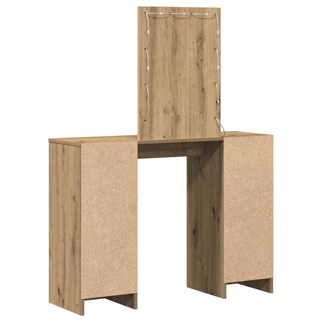 Sminkebord Med Speillys Brun 102 X 33 X 135 Cm Konstruert Tre