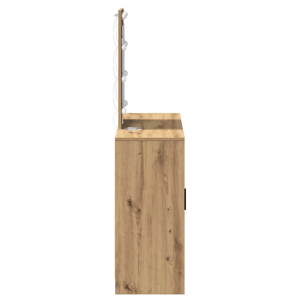 Sminkebord Med Speillys Brun 102 X 33 X 135 Cm Konstruert Tre