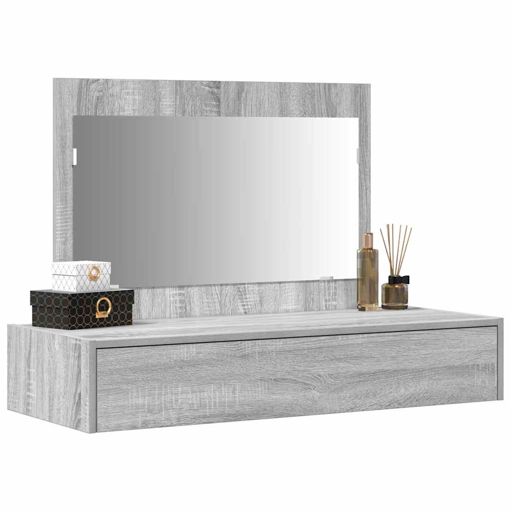 Sminkebord Med Skuff Grå 100 X 40 X 70 Cm Konstruert Tre