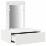 Sminkebord Med Speillys Hvit 60 X 40 X 70 Cm Konstruert Tre