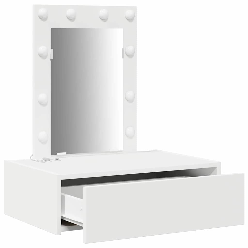 Sminkebord Med Speillys Hvit 60 X 40 X 70 Cm Konstruert Tre