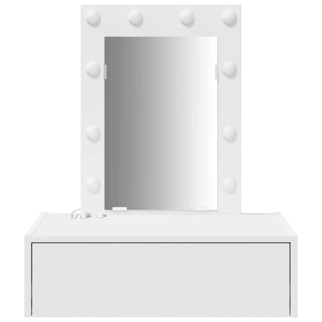 Sminkebord Med Speillys Hvit 60 X 40 X 70 Cm Konstruert Tre