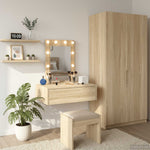 Sminkebord Med Speillys Brun 60 X 40 X 70 Cm Konstruert Tre