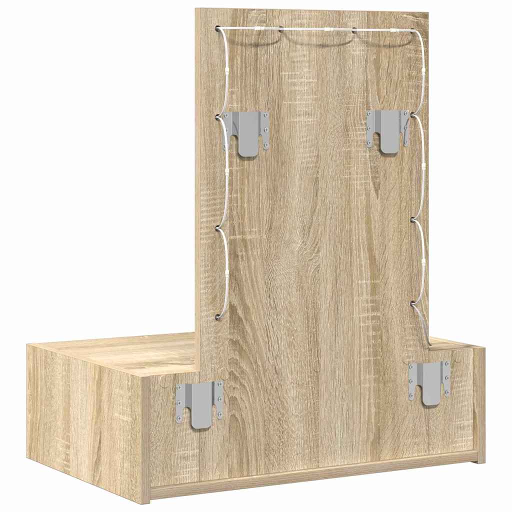 Sminkebord Med Speillys Brun 60 X 40 X 70 Cm Konstruert Tre