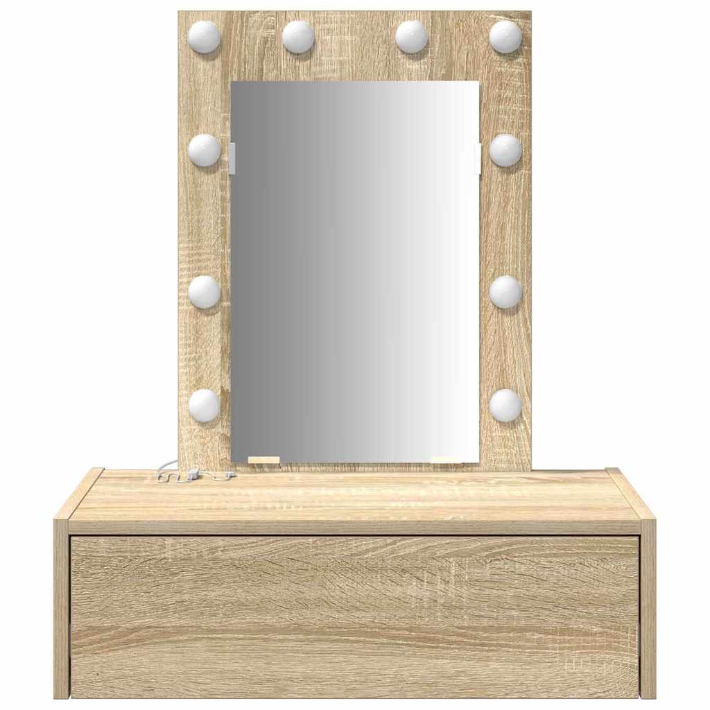 Sminkebord Med Speillys Brun 60 X 40 X 70 Cm Konstruert Tre