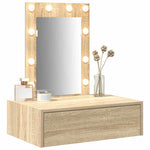 Sminkebord Med Speillys Brun 60 X 40 X 70 Cm Konstruert Tre