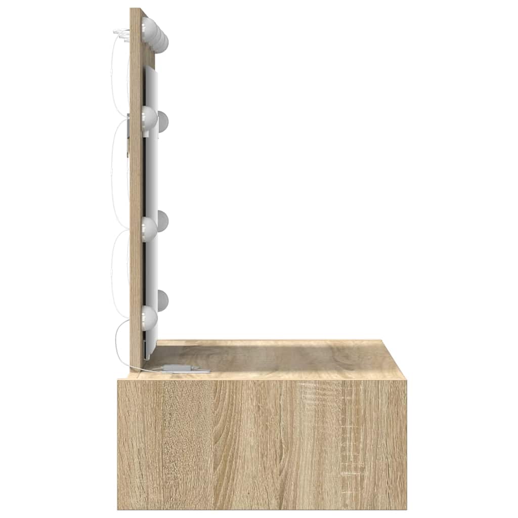 Sminkebord Med Speillys Brun 60 X 40 X 70 Cm Konstruert Tre
