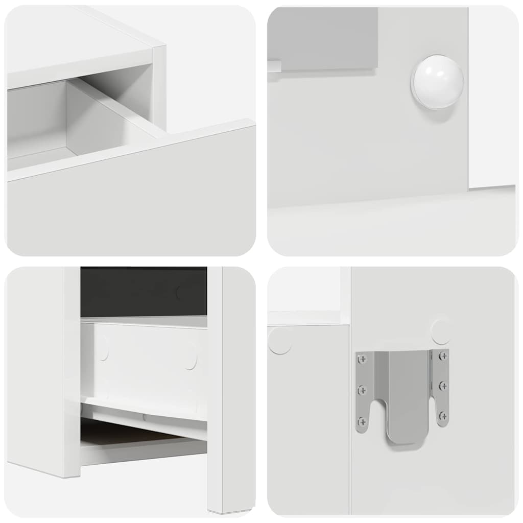 Sminkebord Med Speillys Hvit 83 X 40 X 70 Cm Konstruert Tre