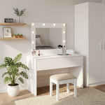 Sminkebord Med Speillys Hvit 83 X 40 X 70 Cm Konstruert Tre