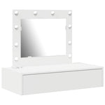 Sminkebord Med Speillys Hvit 83 X 40 X 70 Cm Konstruert Tre