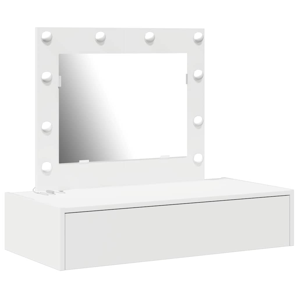 Sminkebord Med Speillys Hvit 83 X 40 X 70 Cm Konstruert Tre