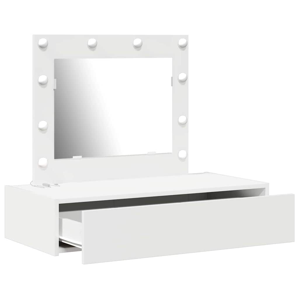 Sminkebord Med Speillys Hvit 83 X 40 X 70 Cm Konstruert Tre