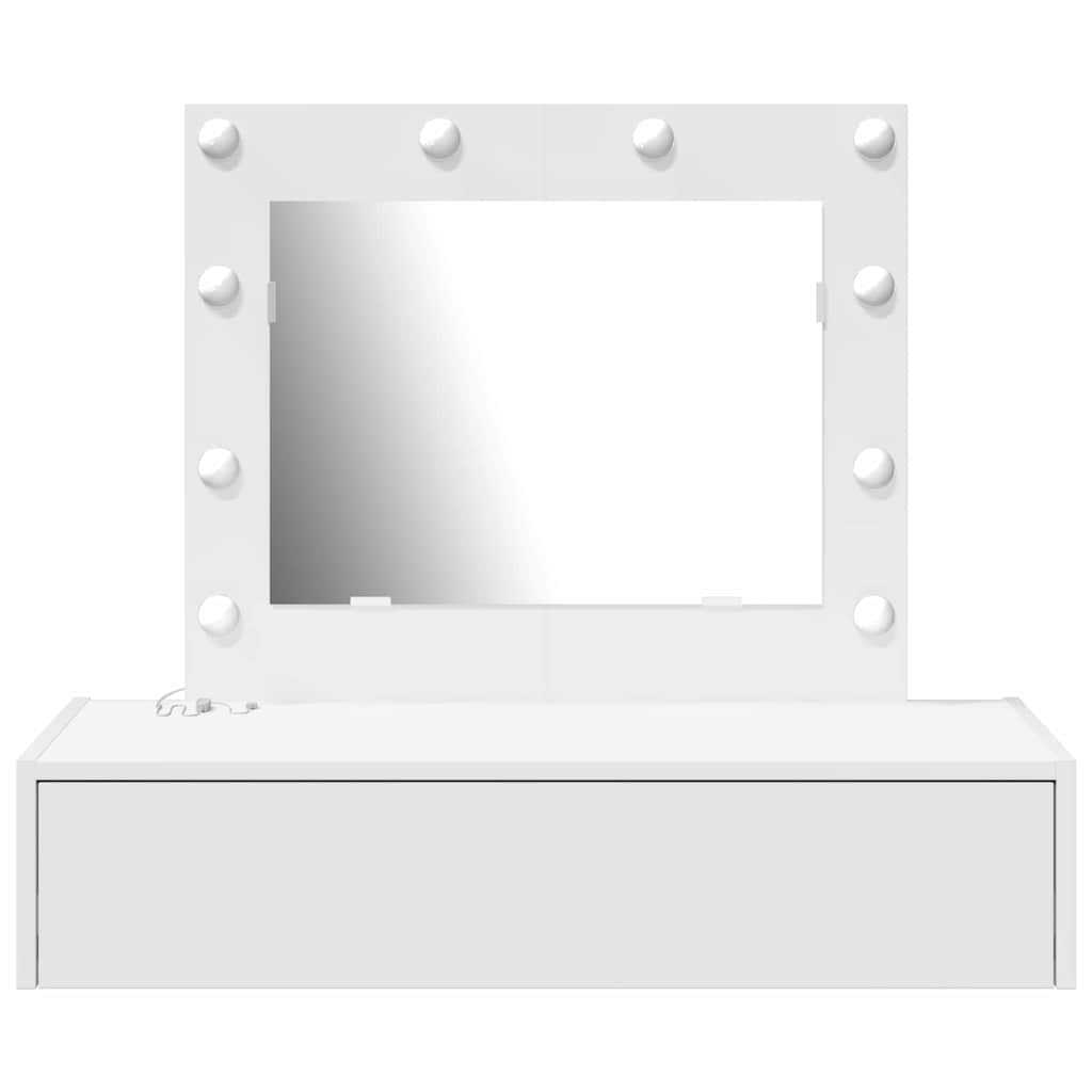 Sminkebord Med Speillys Hvit 83 X 40 X 70 Cm Konstruert Tre