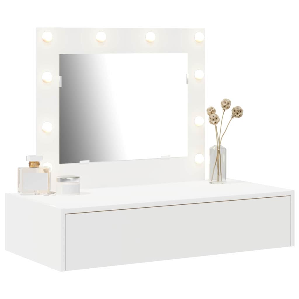 Sminkebord Med Speillys Hvit 83 X 40 X 70 Cm Konstruert Tre