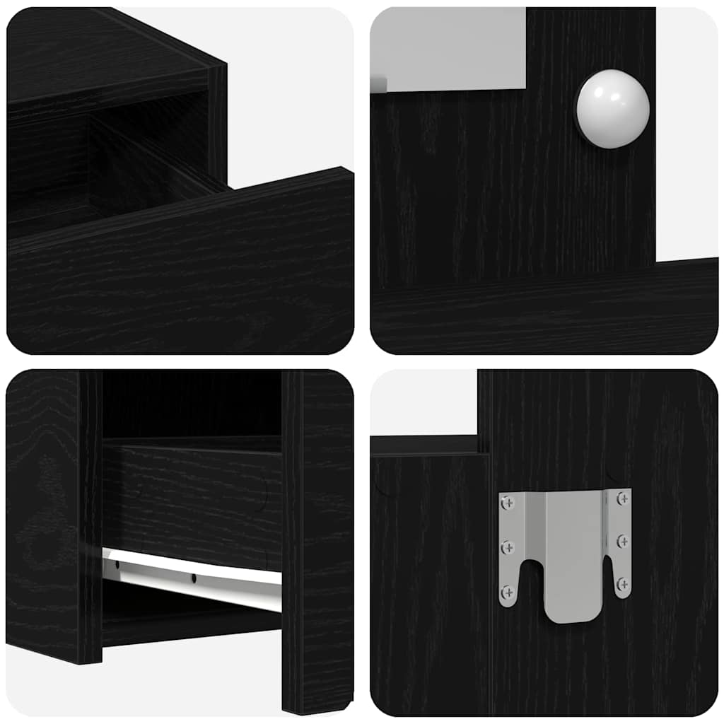 Sminkebord Med Speillys Svart 83 X 40 X 70 Cm Konstruert Tre