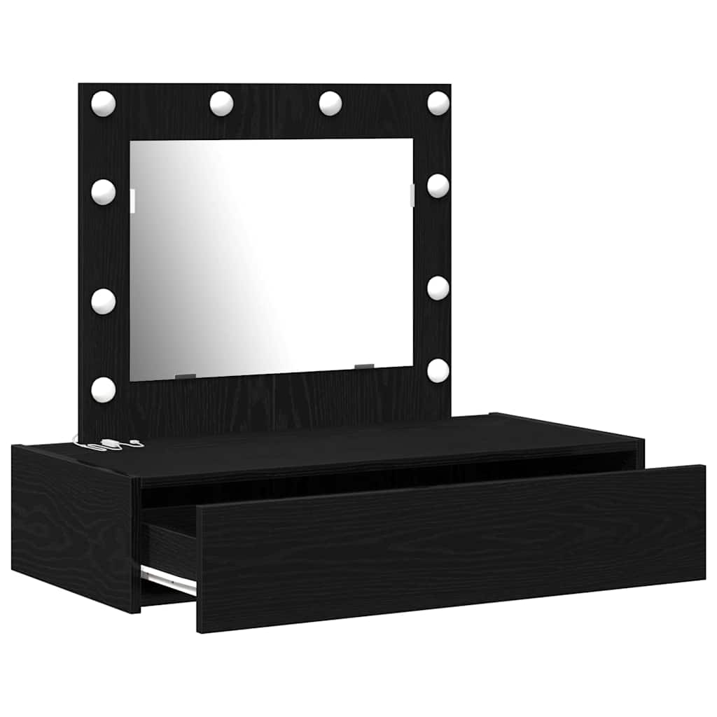 Sminkebord Med Speillys Svart 83 X 40 X 70 Cm Konstruert Tre