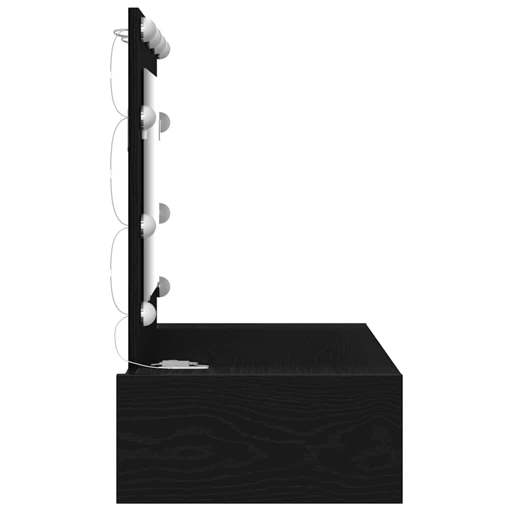 Sminkebord Med Speillys Svart 83 X 40 X 70 Cm Konstruert Tre