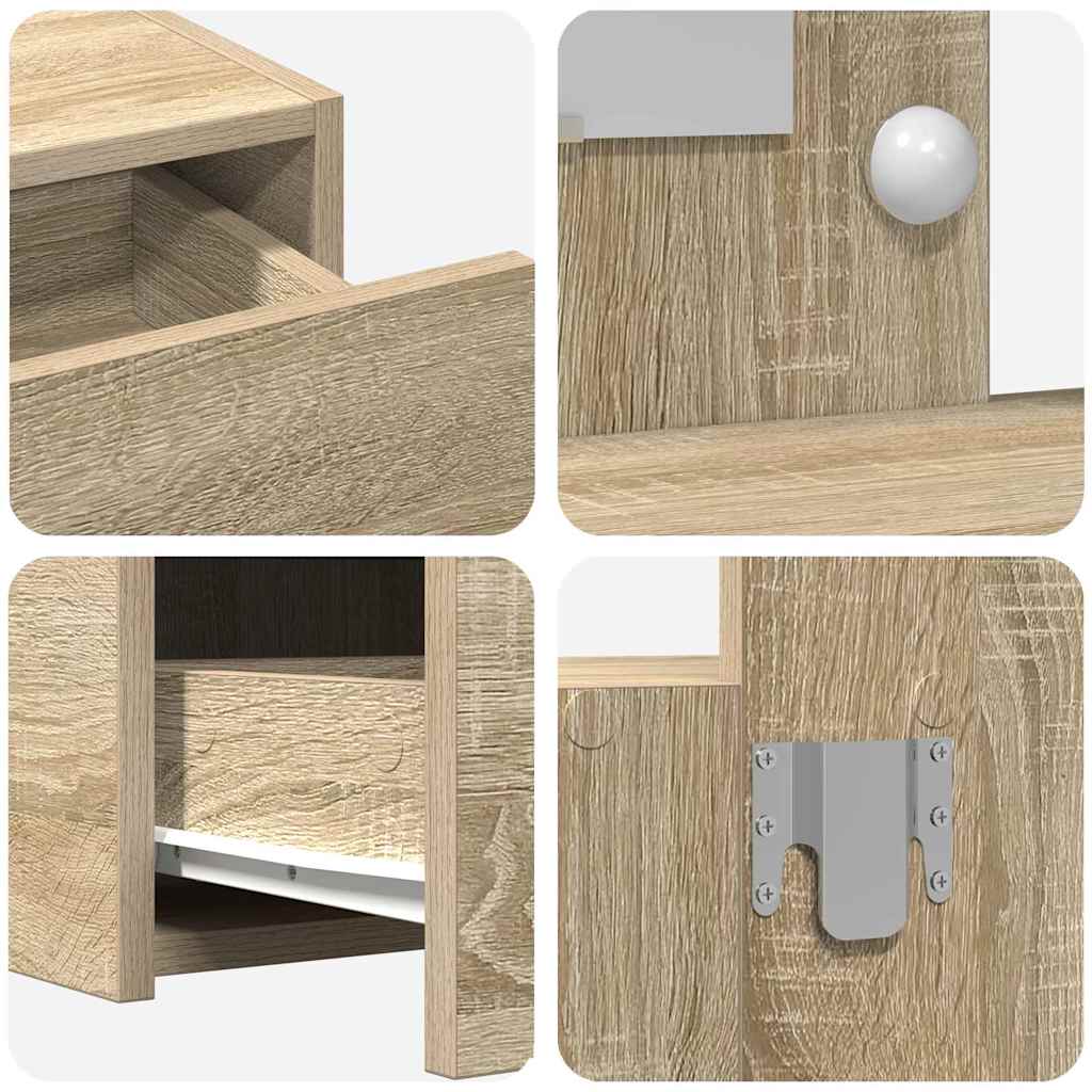 Sminkebord Med Speillys Brun 83 X 40 X 70 Cm Konstruert Tre