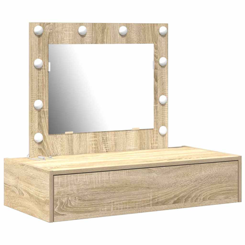 Sminkebord Med Speillys Brun 83 X 40 X 70 Cm Konstruert Tre