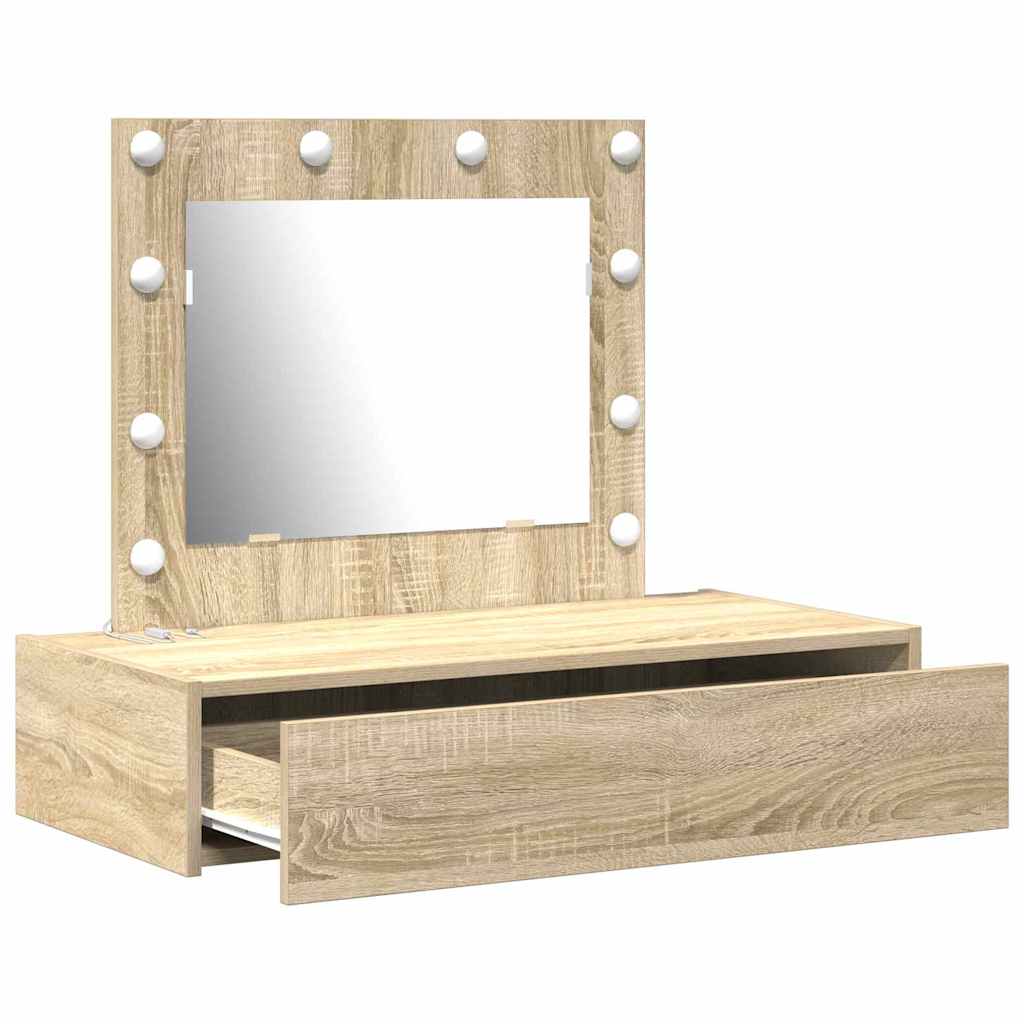 Sminkebord Med Speillys Brun 83 X 40 X 70 Cm Konstruert Tre