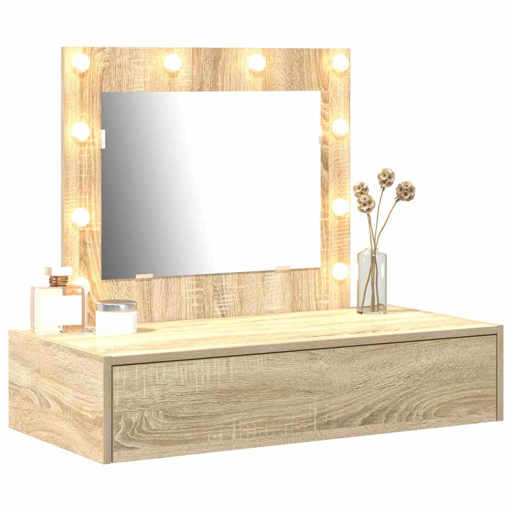 Sminkebord Med Speillys Brun 83 X 40 X 70 Cm Konstruert Tre