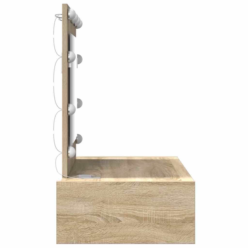 Sminkebord Med Speillys Brun 83 X 40 X 70 Cm Konstruert Tre