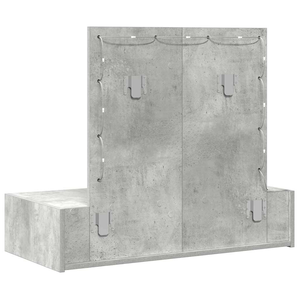 Sminkebord Med Speillys Grå 83 X 40 X 70 Cm Konstruert Tre