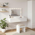 Sminkebord Med Speillys Hvit 100 X 40 X 70 Cm Konstruert Tre