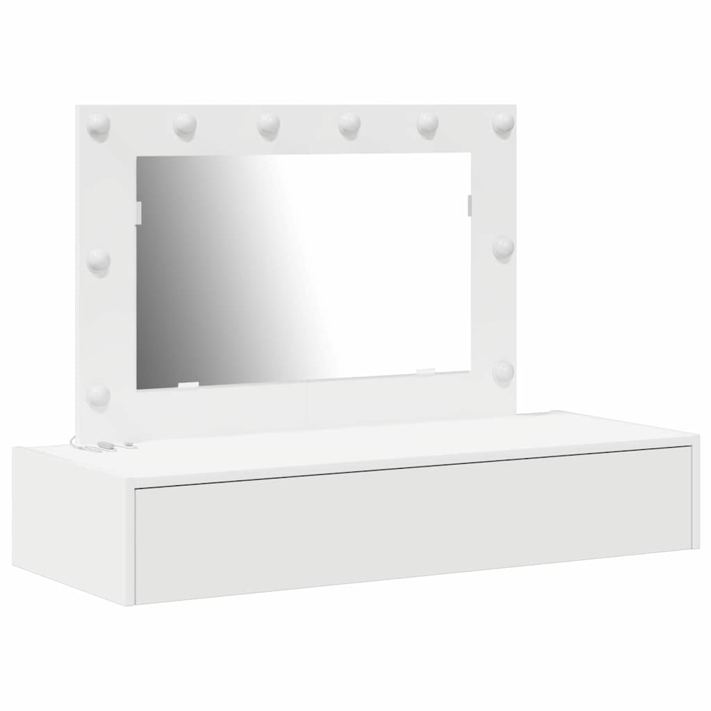 Sminkebord Med Speillys Hvit 100 X 40 X 70 Cm Konstruert Tre