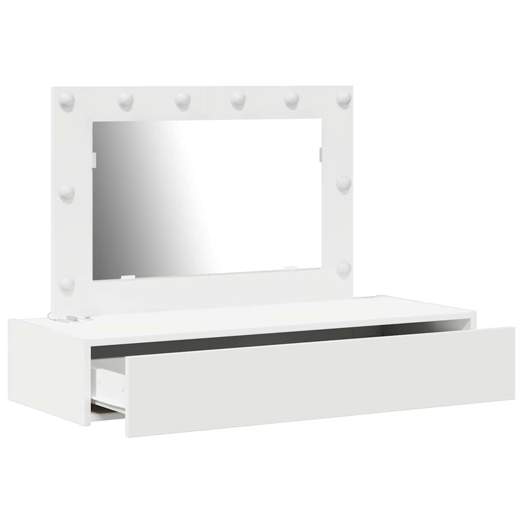 Sminkebord Med Speillys Hvit 100 X 40 X 70 Cm Konstruert Tre