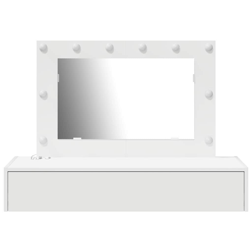 Sminkebord Med Speillys Hvit 100 X 40 X 70 Cm Konstruert Tre