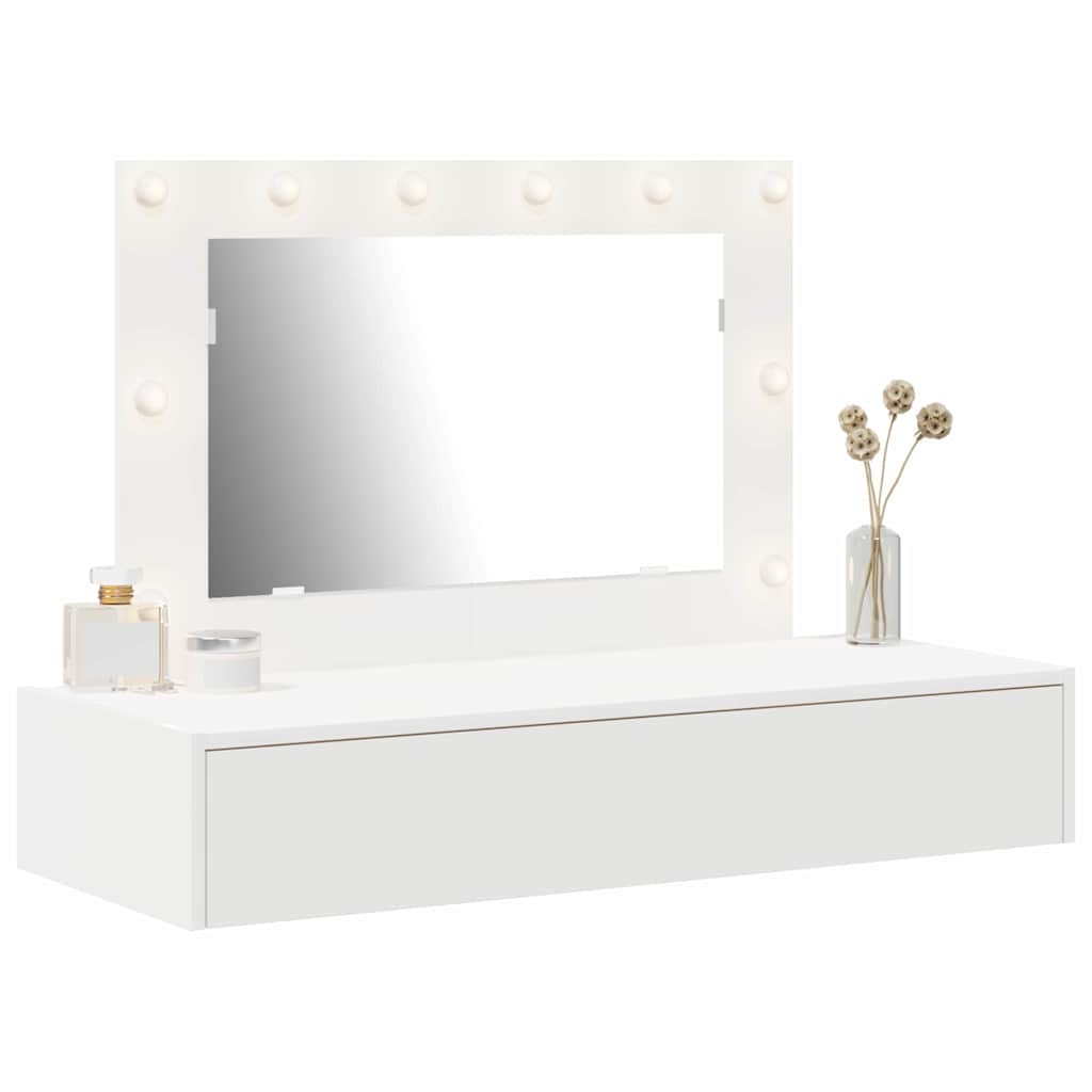 Sminkebord Med Speillys Hvit 100 X 40 X 70 Cm Konstruert Tre