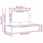 Sminkebord Med Speillys Hvit 100 X 40 X 70 Cm Konstruert Tre