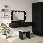 Sminkebord Med Speillys Svart 100 X 40 X 70 Cm Konstruert Tre