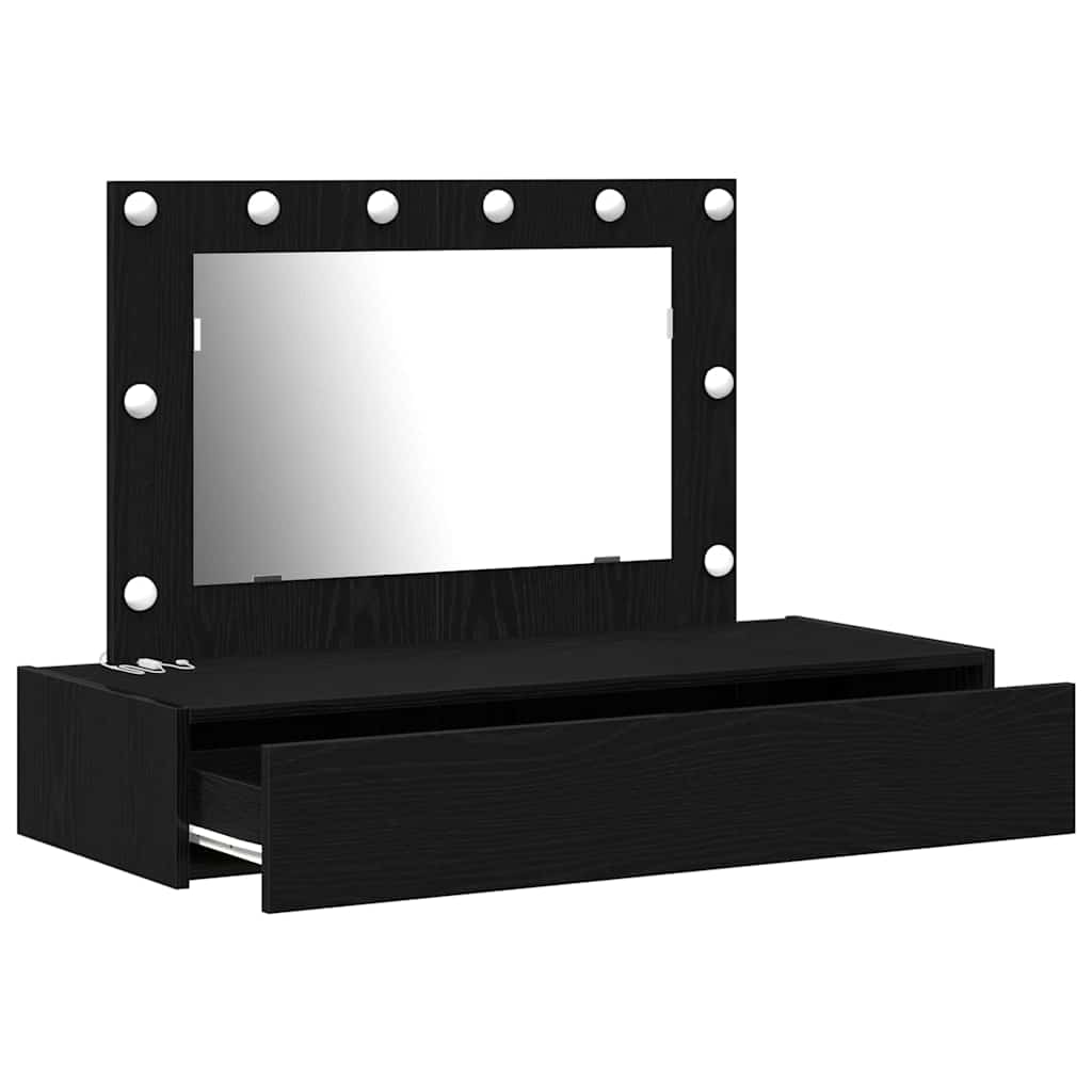 Sminkebord Med Speillys Svart 100 X 40 X 70 Cm Konstruert Tre