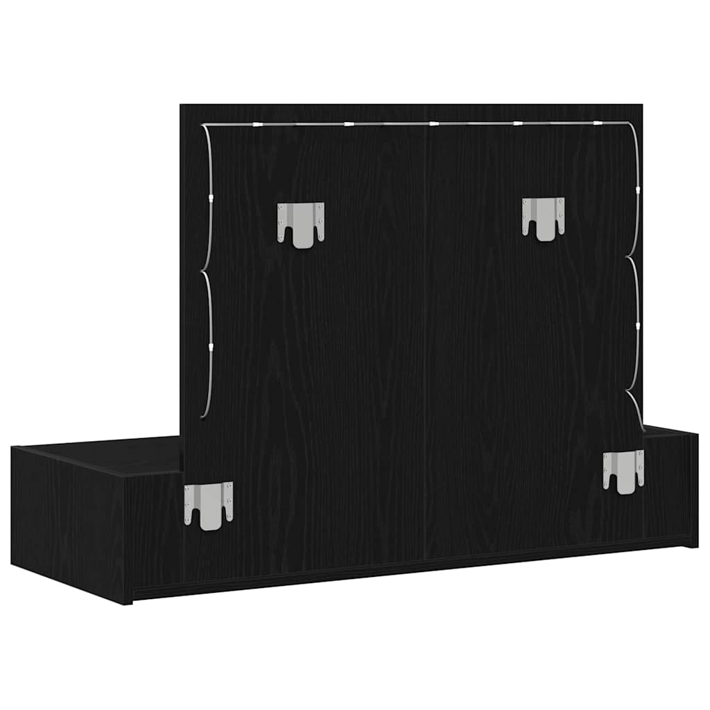 Sminkebord Med Speillys Svart 100 X 40 X 70 Cm Konstruert Tre