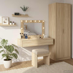 Sminkebord Med Speillys Brun 100 X 40 X 70 Cm Konstruert Tre