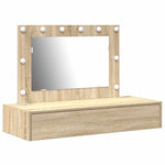Sminkebord Med Speillys Brun 100 X 40 X 70 Cm Konstruert Tre