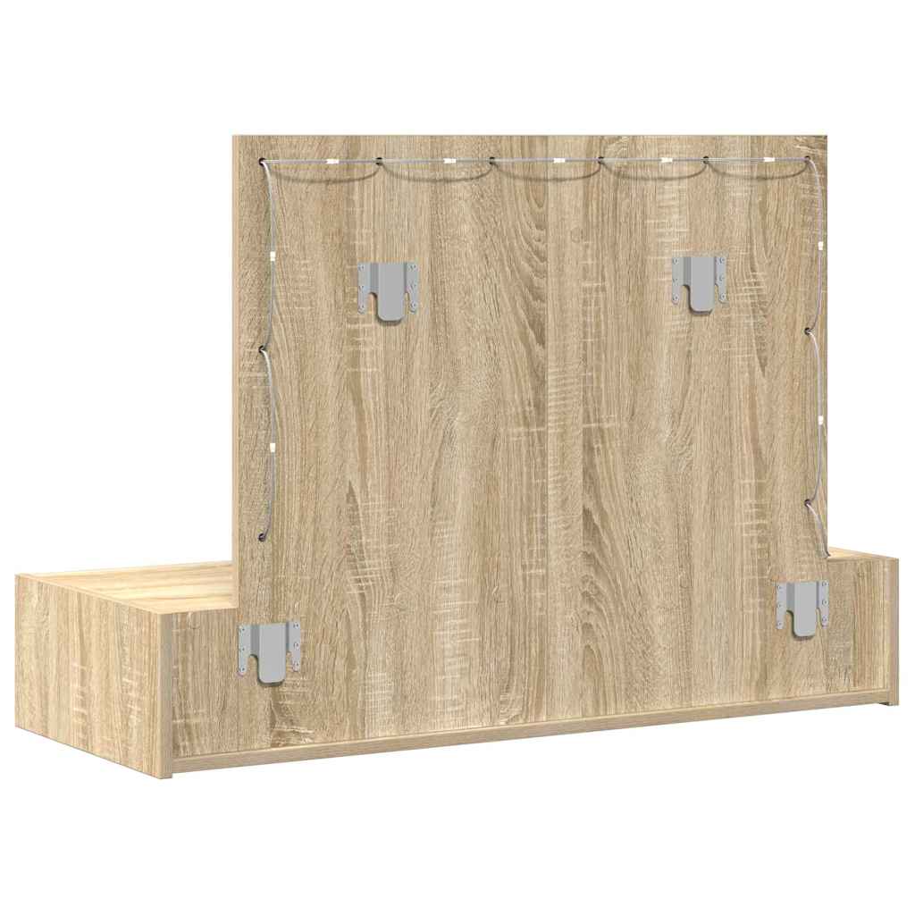 Sminkebord Med Speillys Brun 100 X 40 X 70 Cm Konstruert Tre