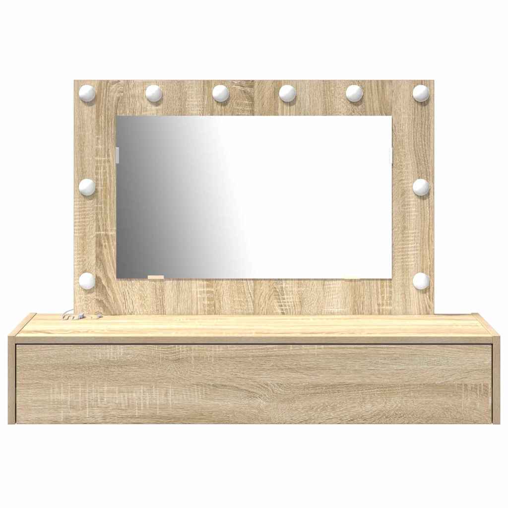 Sminkebord Med Speillys Brun 100 X 40 X 70 Cm Konstruert Tre