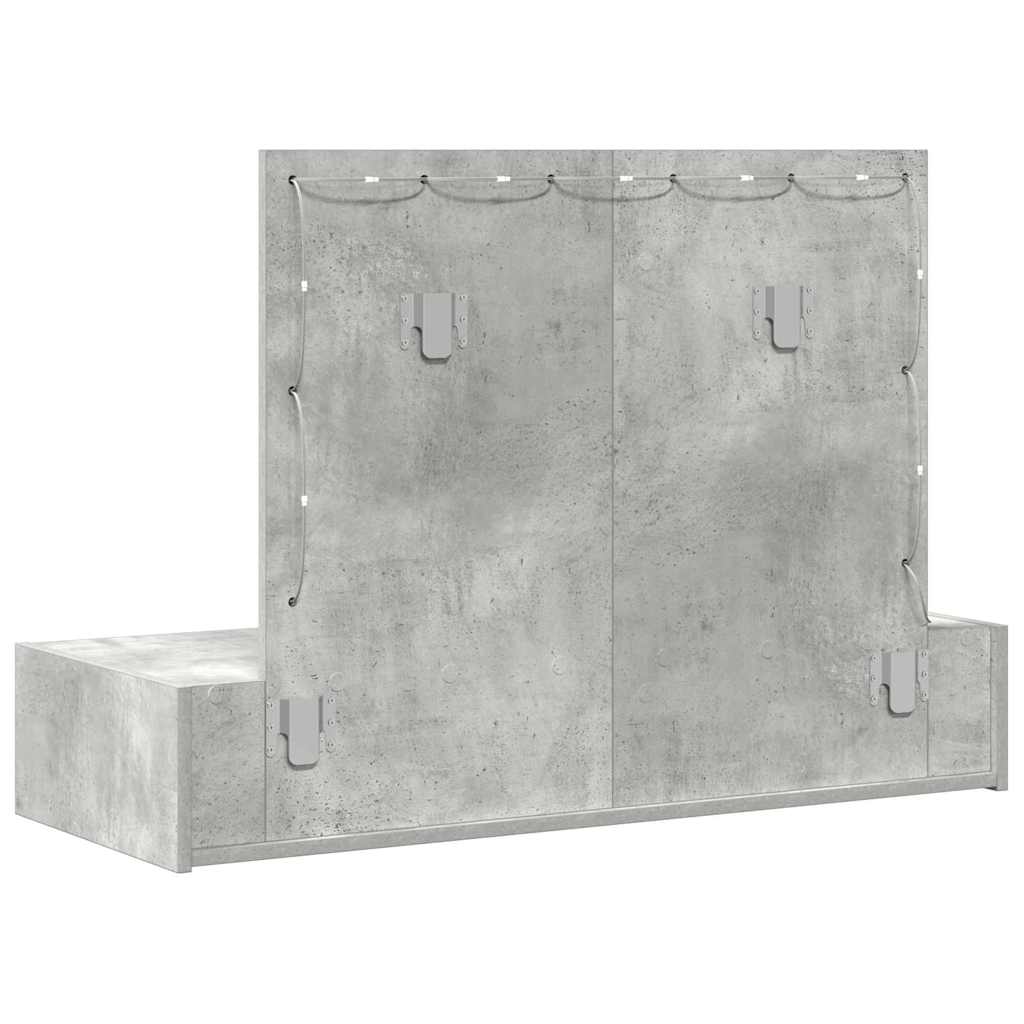 Sminkebord Med Speillys Grå 100 X 40 X 70 Cm Konstruert Tre