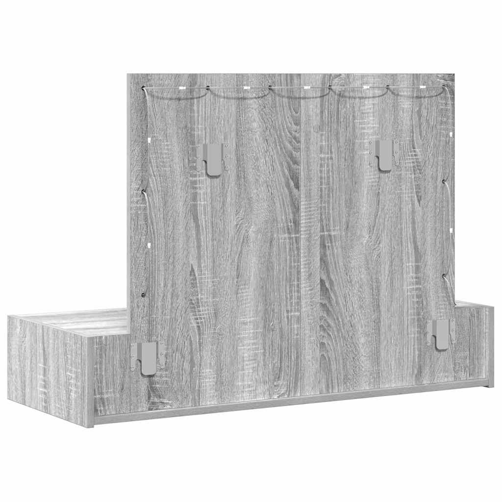 Sminkebord Med Speillys Grå 100 X 40 X 70 Cm Konstruert Tre