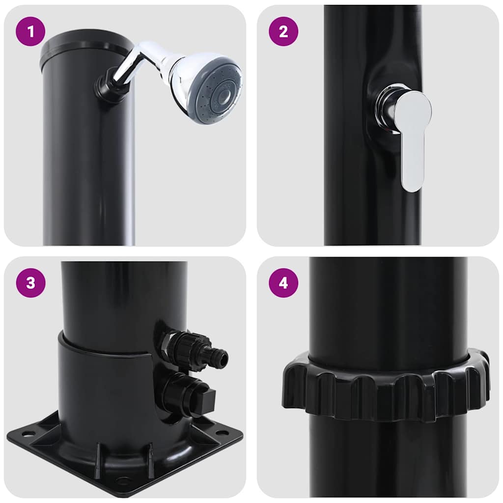 Utendørs Soldusj Svart 217 Cm Pvc Og Aluminium