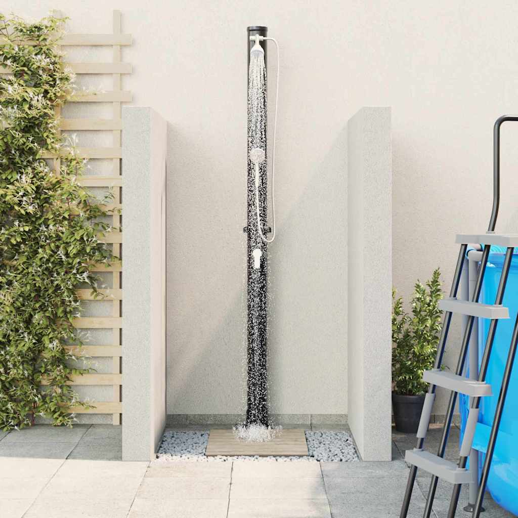 Utendørs Soldusj Svart 217 Cm Pvc Og Aluminium