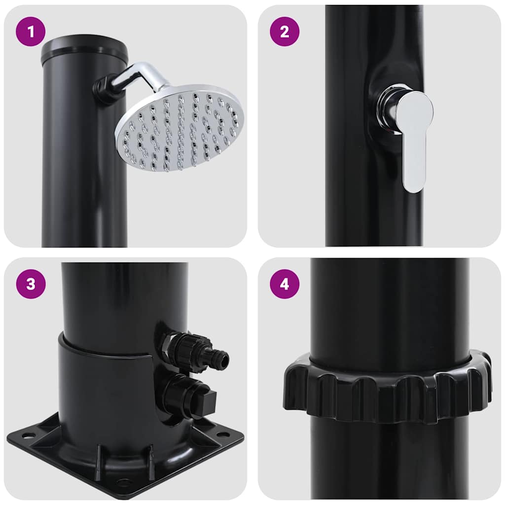 Utendørs Soldusj Svart 217 Cm Pvc Og Aluminium