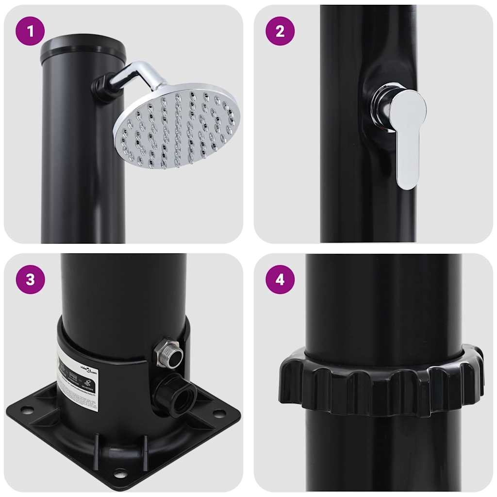 Utendørs Soldusj Svart 217 Cm Pvc Og Aluminium